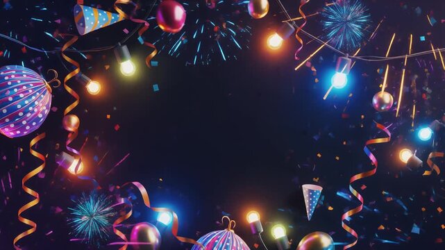 バースデーやイベントに使えるパーティー背景動画・ガーランドとバルーン演出