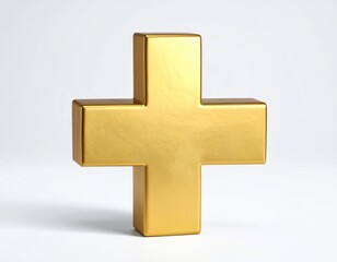 Fototapeta premium Golden plus symbol with subtle texture on a white surface