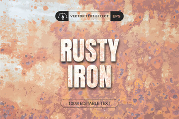 3D rusty text effect. Editable rustic metal text effect. Realistic grunge and rough typography.