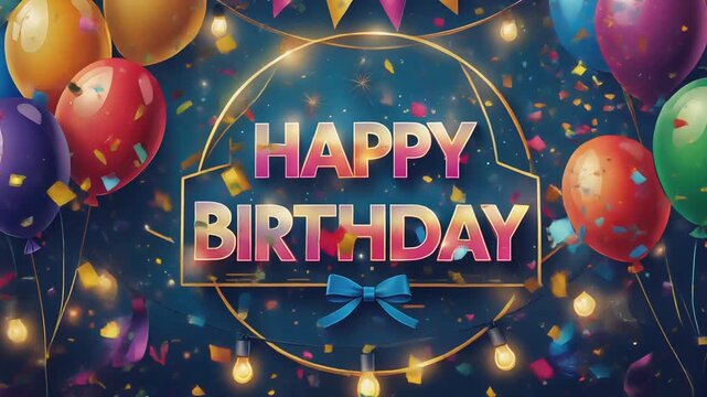 華やかなHAPPY BIRTHDAYアニメーション・パーティー向け祝賀動画