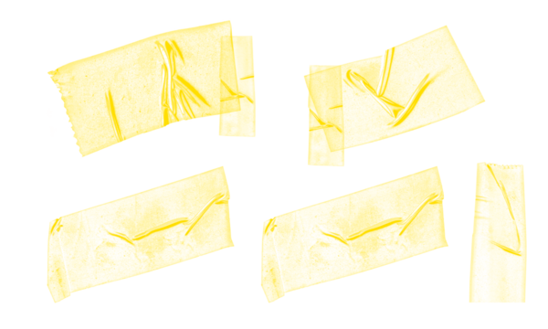 Set of Torn Pieces of Yellow Sticky Tape on Transparent Background - Powered by Adobe