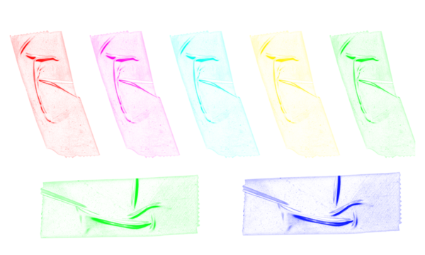 Transparent Adhesive Tape Pieces on Clear Backdrop