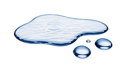 Water puddle and drops PNG isolated on transparent background, clear liquid spill for design and...