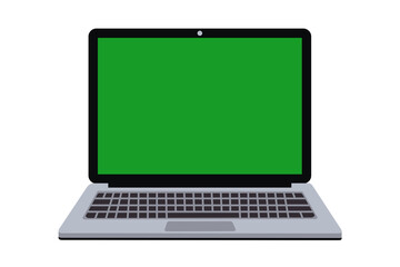 A laptop computer with a blank green screen, perfect for graphic design, web development, or digital art projects