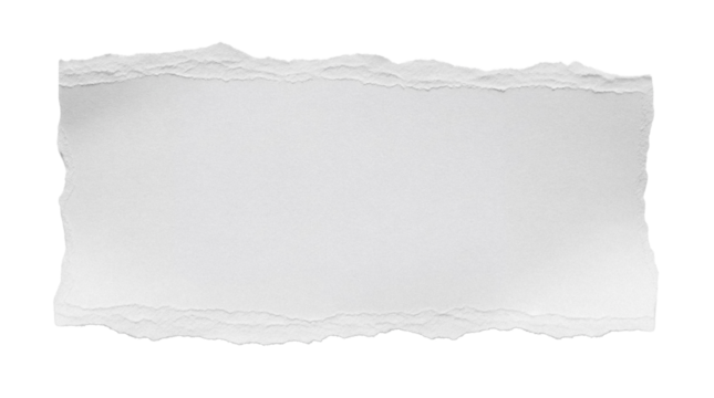 Torn edge paper piece isolated PNG on transparent background, rough texture scrap for collage and design use