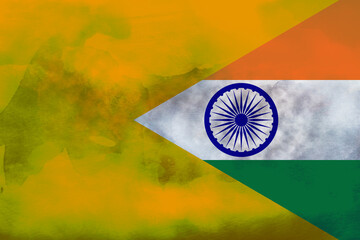 Conceptual flag design combining the sacred Hindu Saffron/Bhagwa color with the Indian flag's Ashoka Chakra, symbolizing the political movement of Hindu nationalism (Hindutva)