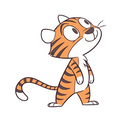 Cute Cartoon Tiger Character Illustration – Adorable Baby Tiger Mascot Vector