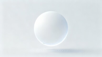 Minimal floating glass sphere with soft white glow symbolizing purity and modern digital aesthetics.