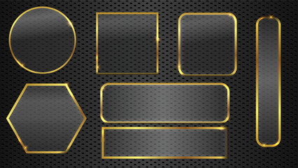 Metallic Golden Button Set for Web UI on Dark Premium Background