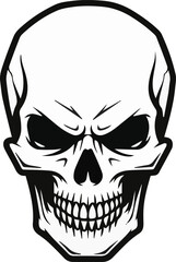 Fototapeta premium Sinister Skull Illustration A Detailed Black and White Depiction for Design Projects