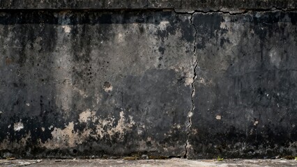 Aged exterior concrete structure displays significant weathering and vertical fissure