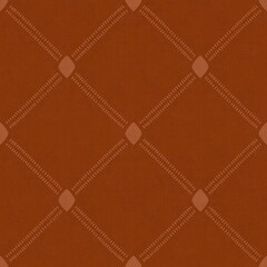 Fototapeta premium Stitched Diamond Grid Seamless Pattern. A hand-drawn diamond lattice with dotted stitch details for a warm, artisan look.