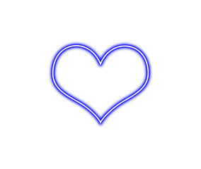 Glowing blue heart with white outline for love concepts on transparent background