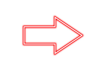 Red arrow pointing right with a white outline design on transparent background