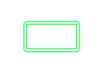 Fototapeta premium Neon green and white rectangle frame glowing against a stark on transparent background