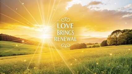 A golden field scene with a message of Love Brings Renewal