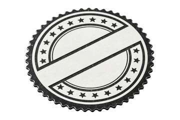 Blank circular seal with diagonal ribbon isolated on transparent background