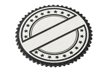 Blank circular seal with diagonal ribbon isolated on transparent background