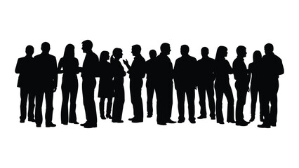 Group of diverse people silhouettes isolated on white background, Vector