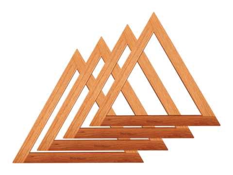 Abstract Stacked Wooden Triangles on White Background