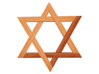 Wooden Star of David Decoration on White Background