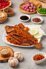 Gourami Deep Fried with Crispy Kremes Traditional Indonesian Dish