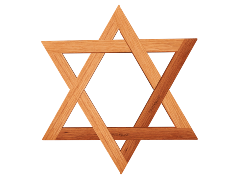 Wooden Star of David Decoration on White Background