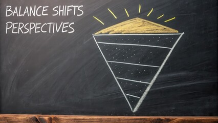 Chalk sketch of an inverted pyramid on a blackboard