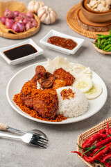 Crispy Fried Chicken with Golden Kremes Traditional Indonesian Dish