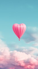 Fototapeta premium Love balloon aircraft cloud.