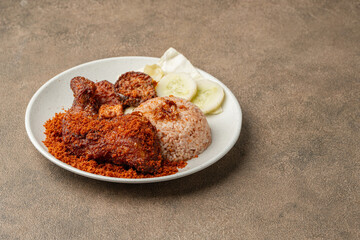 Crispy Fried Chicken with Golden Kremes Traditional Indonesian Dish