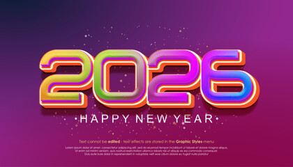 Happy New Year 2026 greeting card design with gradient colors