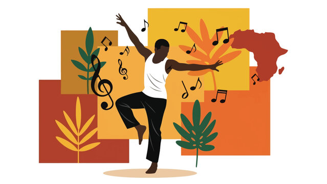 African man dancing with expressive movement and joyful energy. Ideal for culture celebration, movement, and artistic expression visuals