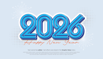 Happy New Year 2026 greeting card design with modern style