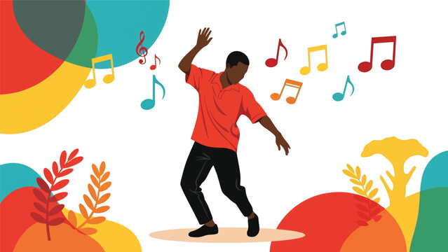 African man dancing with expressive movement and joyful energy. Ideal for culture celebration, movement, and artistic expression visuals