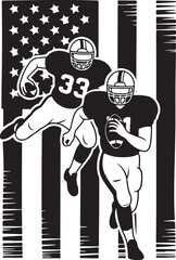 American Football Player Silhouettes in Action Poses