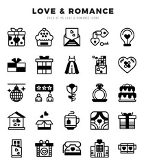 Love & Romance Lineal Filled icons. Vector Lineal Filled illustration.