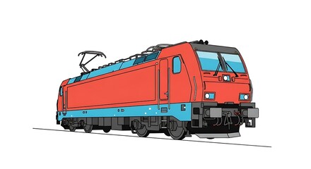 Obraz premium Red train locomotive transport railway railroad transportation vehicle power machine