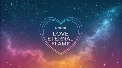 Heart Shape with Love and Flame Displayed in the Night Sky