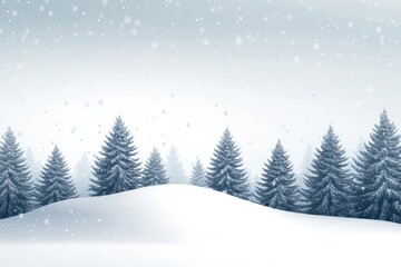 A snowy landscape with many pine trees covered in snow background scenery nature.