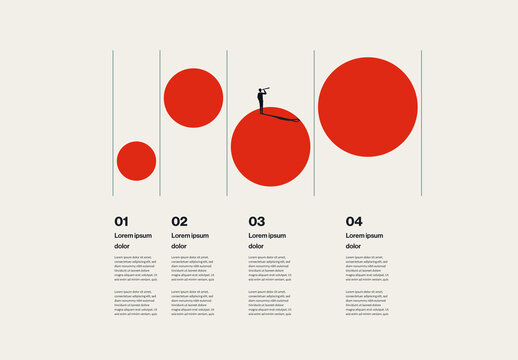 Business Growth Infographic Template with Illustration of Vision