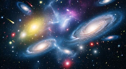 Diverse galaxies and stars populate the vastness of deep space.
