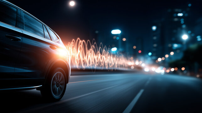 Vehicle advanced driver assistance system utilizes sensors signal waves defocused road background enhanced safety technology automotive innovation scene smart vehicle