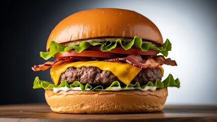 Savory Bacon Cheeseburger with Fresh Ingredients lettuce