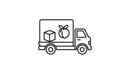 Fototapeta premium Delivery truck shipping package cargo transport logistics distribution peach fruit box