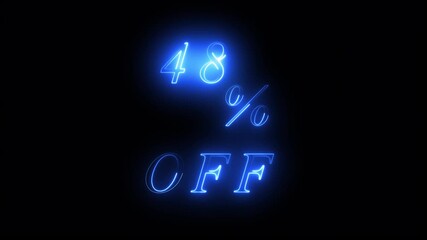 Neon 48% percent off sale sign animation  advertising marketing Concept hot price banner best big sale 4k video motion graphic offer percent  promotion..