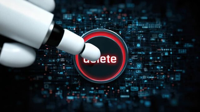 robot finger touch digital delete button animation