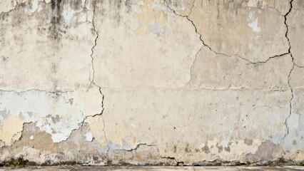 Obraz premium Aged concrete surface displays prominent cracks and peeling paint textures