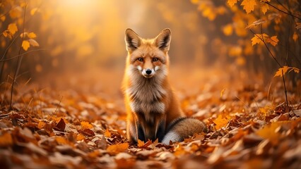 Red Fox in Autumn Forest
