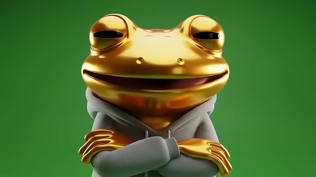 Golden Frog in Hoodie Luxury, Wealth, and Modern Art